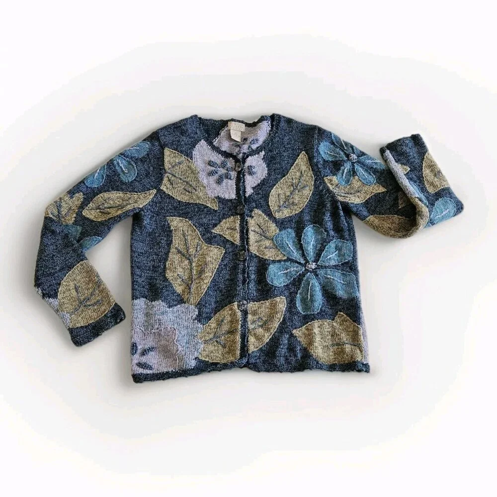 Vtg Sigrid Olsen Knit Cardigan Womens M Multicolor LS Buttons Boho Floral Boho - Picture 8 of 16